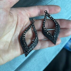 Sparkly Black rhinestone diamond-shaped Earrings